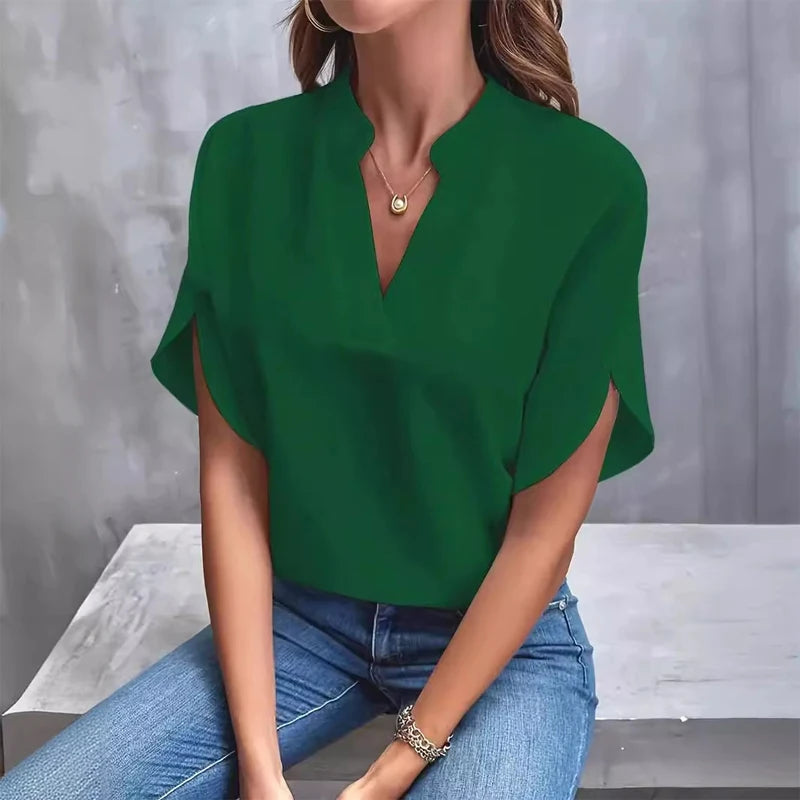 V-Neck Layered Blouse