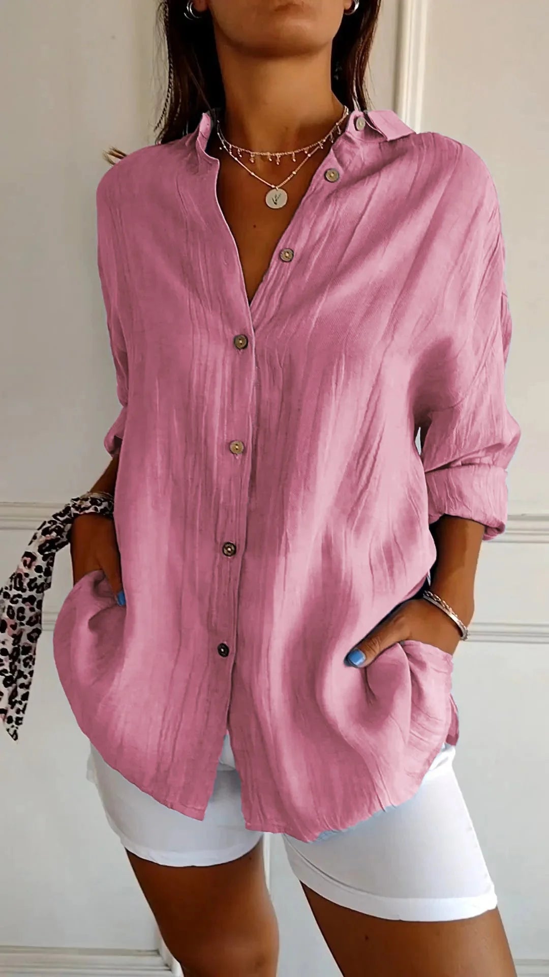 Pleated Style Button Shirt